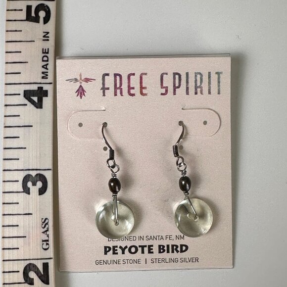 NWT Peyote Bird Free Spirit Sterling Silver Genuine Disk Stone Dangle Earrings - Picture 7 of 9